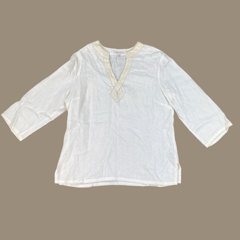 JM Collection LINEN tunic blouse size 16